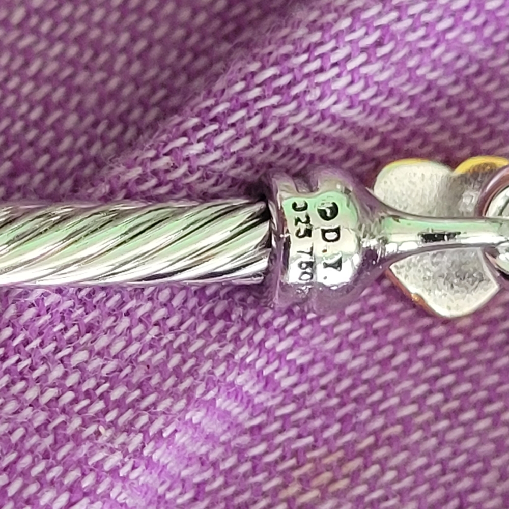 David Yurman Silver Bracelet with Gold Heart Accent - Picture 7 of 16